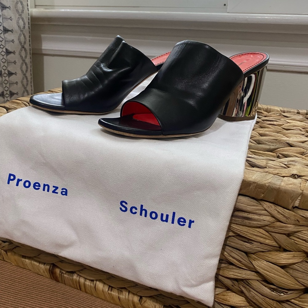 Proenza Schouler Black and Red Open-Toe Mules